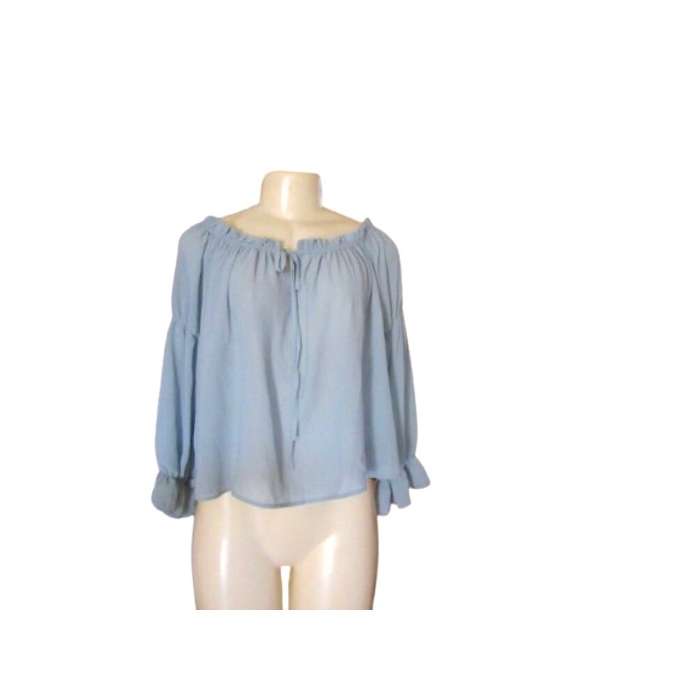 New w Tags Active USA Sage Green Off-Shoulder Peasant Style Blouse Large - Picture 1 of 8